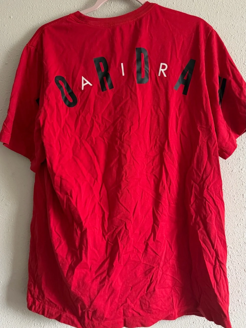 Jordan Red Tee with Black Jumpman and White Lettering